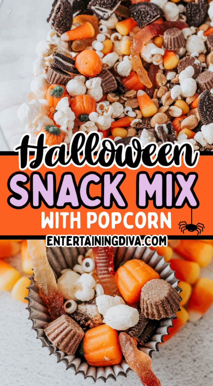 Halloween popcorn snack mix