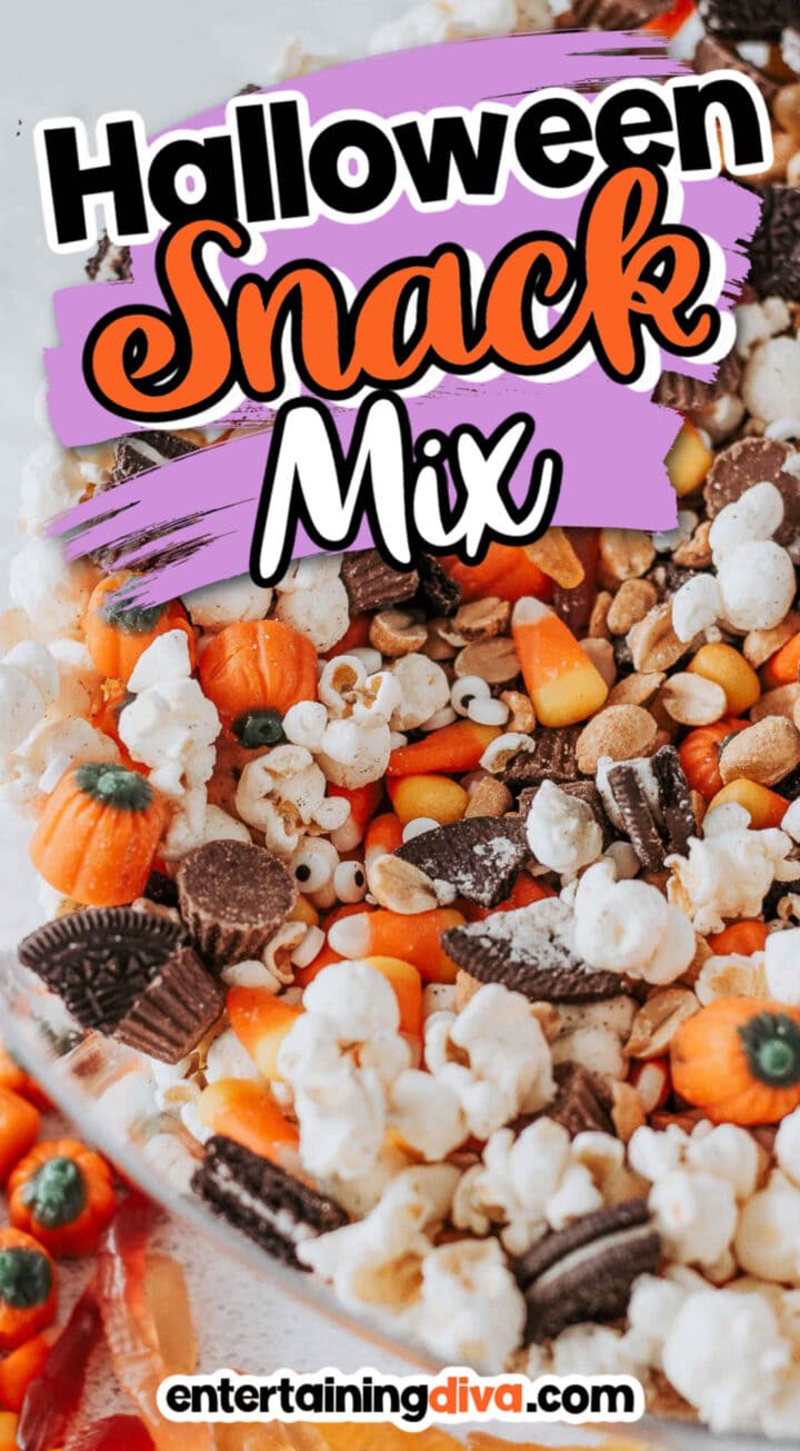Halloween popcorn snack mix