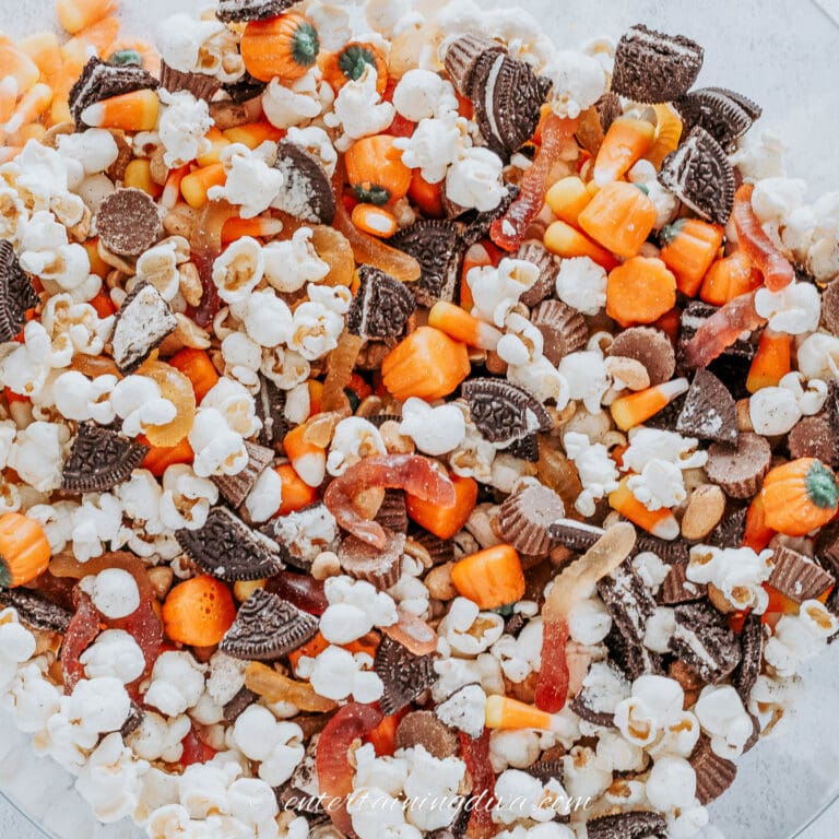 Halloween Snack Mix With Popcorn And Candy Corn