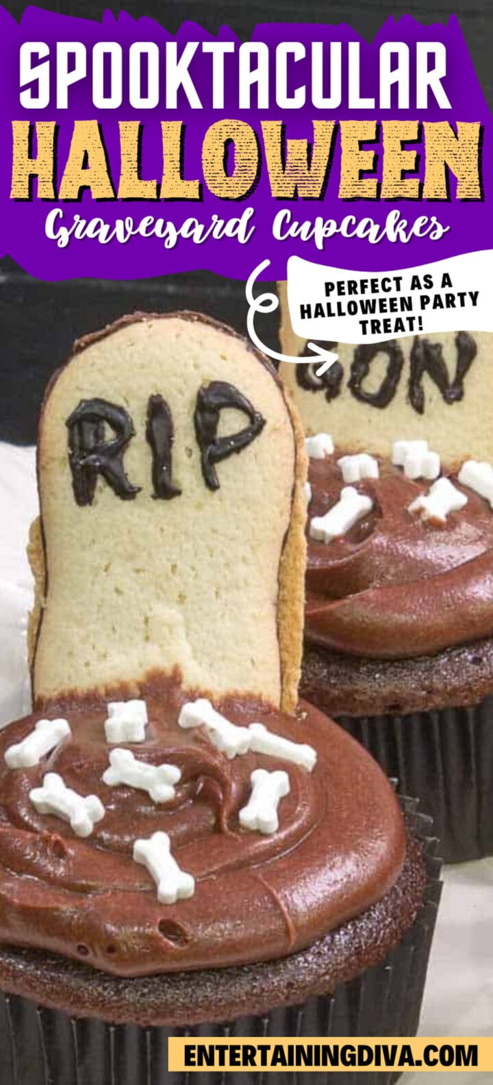 Easy Graveyard Halloween Cupcakes