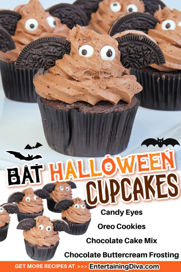 Easy Bat Halloween Cupcakes With Oreo Cookies
