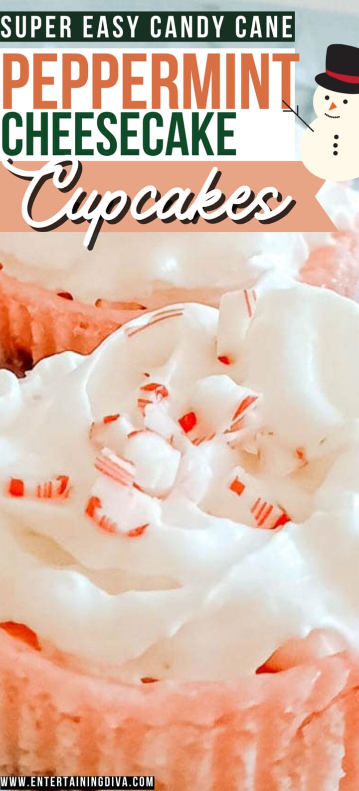 Easy Candy Cane Peppermint Cheesecake Cupcakes
