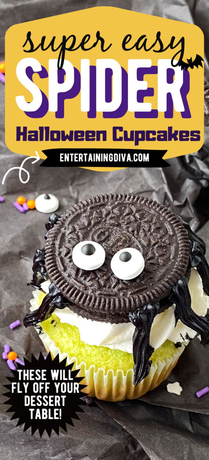 Super Easy Halloween Spider Cupcakes With Oreo Cookies