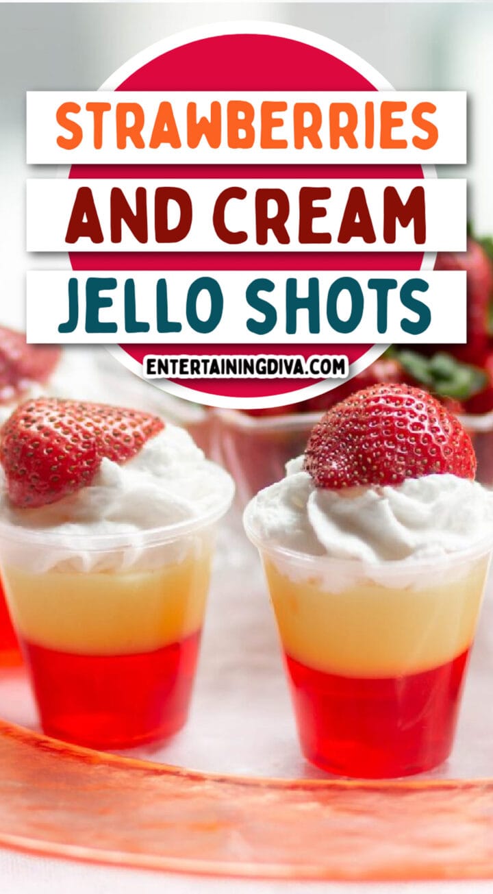 Strawberries and Cream Layered Jello Shots