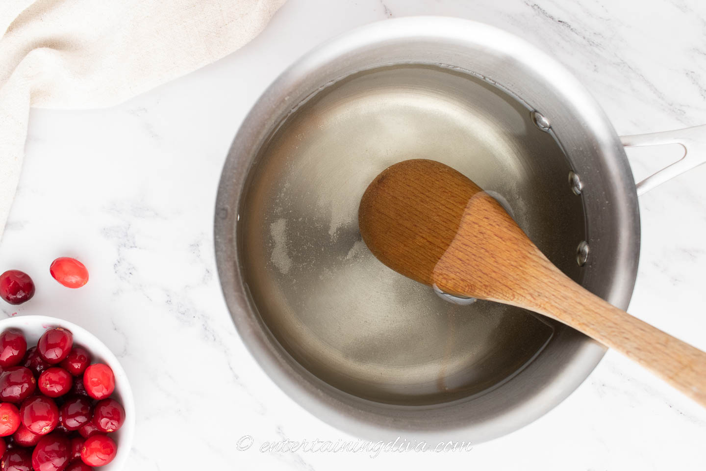 sugar syrup in a saucepan