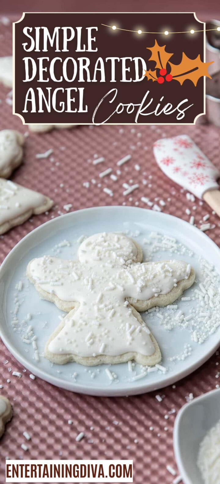 Simple Decorated Christmas Angel Cut Out Cookies