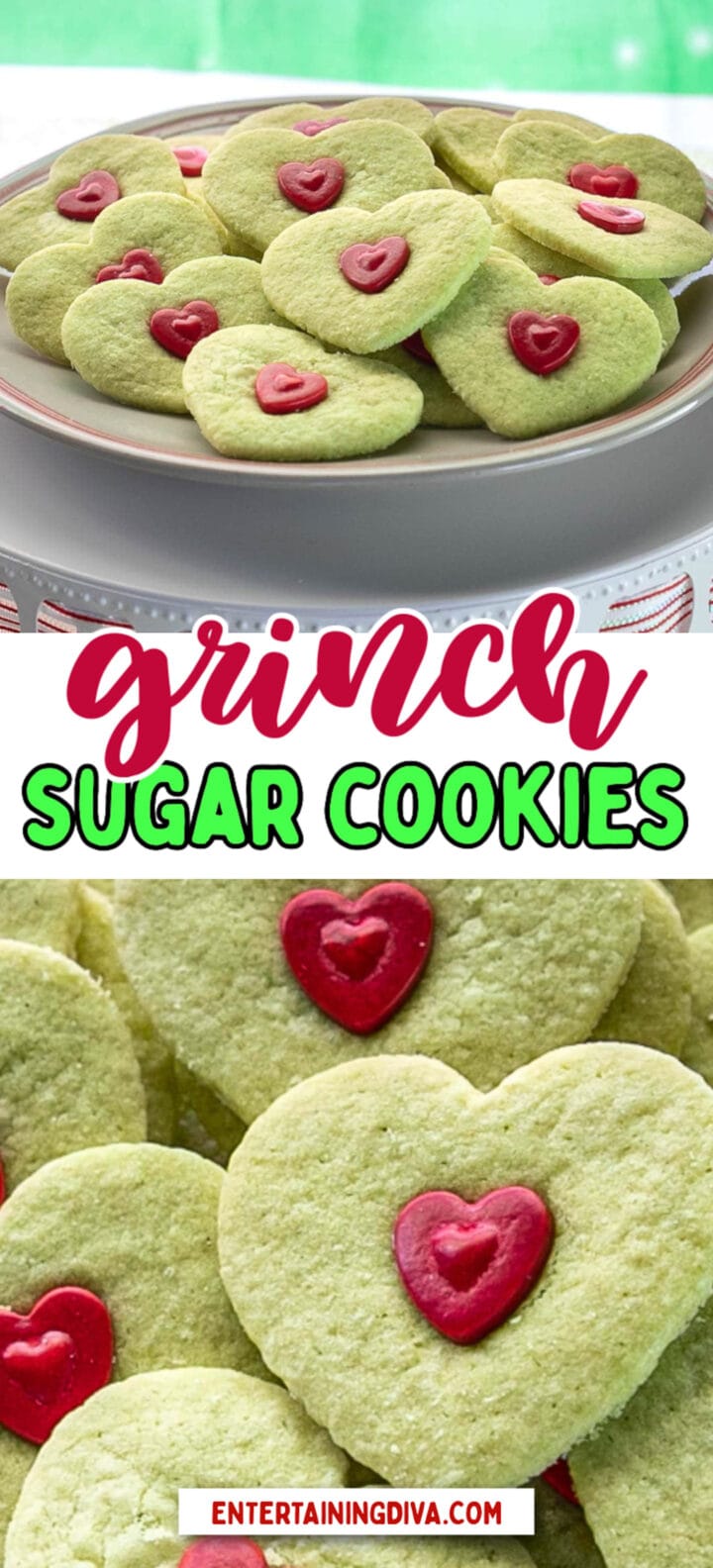 Green Grinch Heart Sugar Cookies (With A Gluten-Free Version)