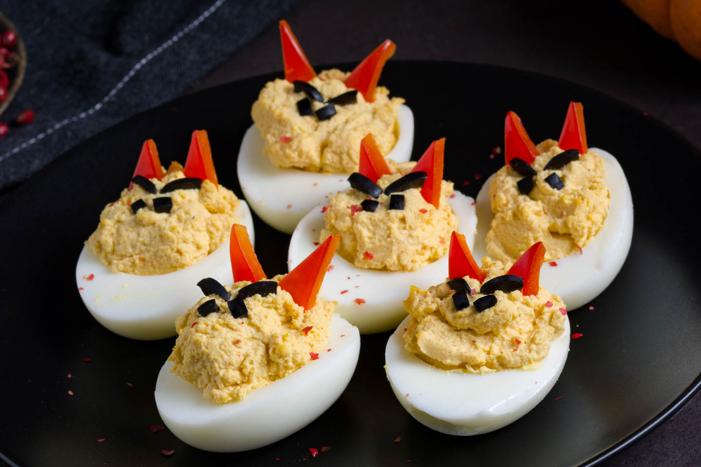 Halloween "devil" deviled eggs