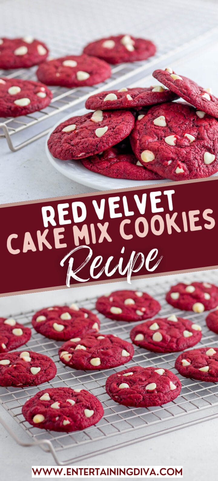 Red Velvet Cake Mix Cookies With White Chocolate Chips