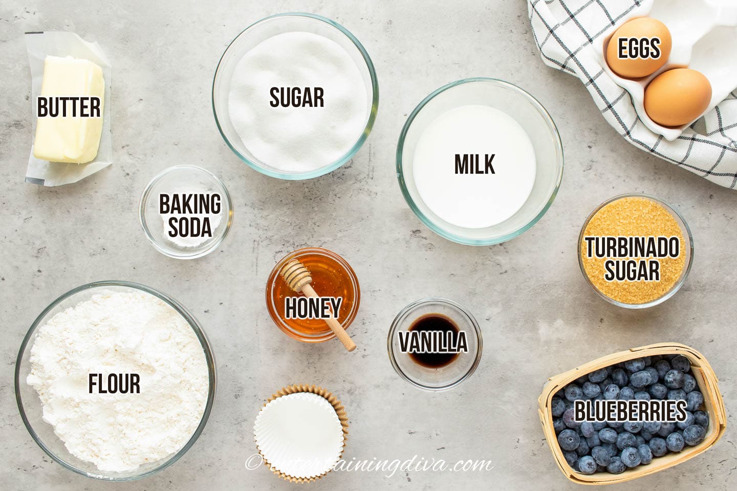 Blueberry muffin ingredients
