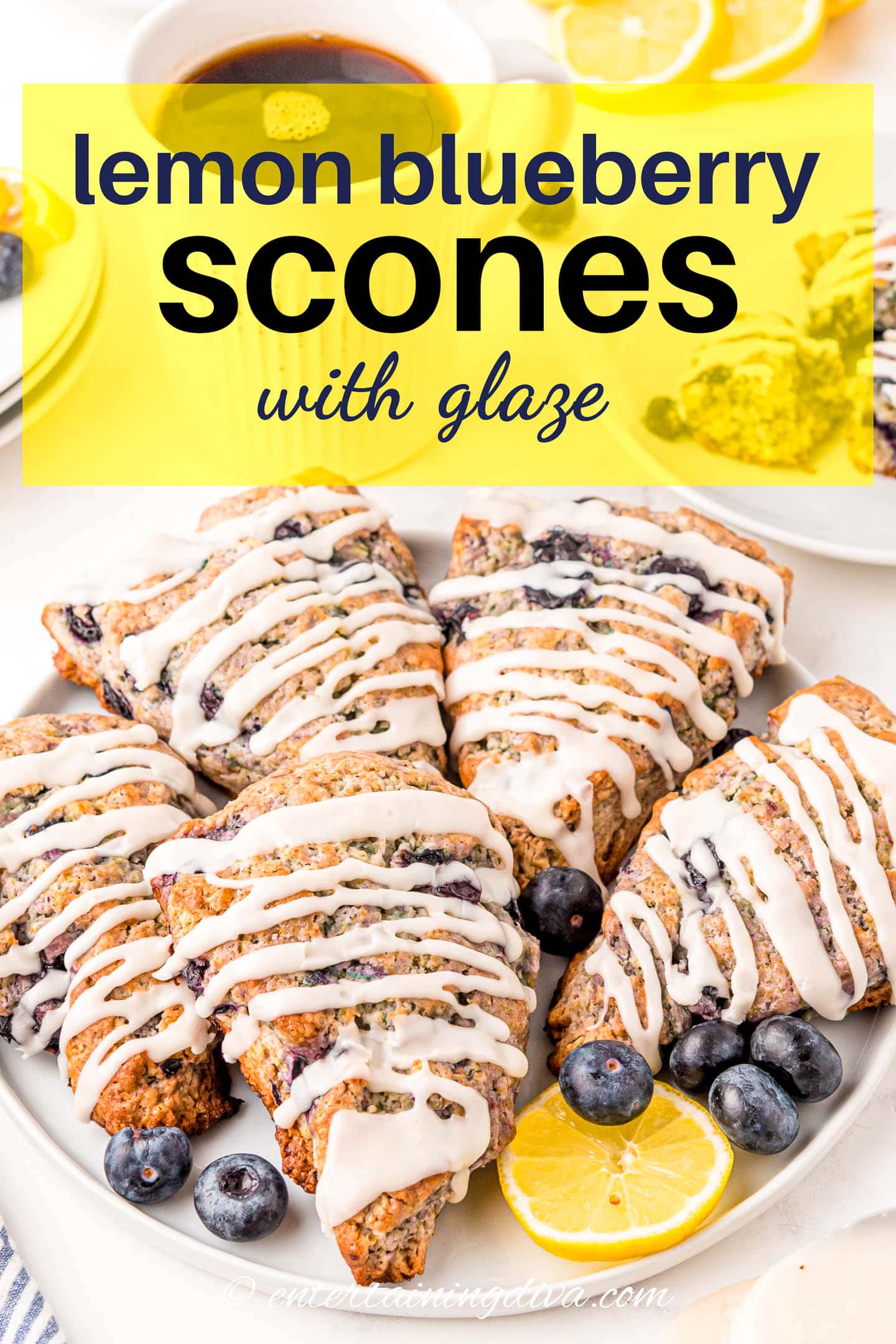 lemon blueberry scones with glaze