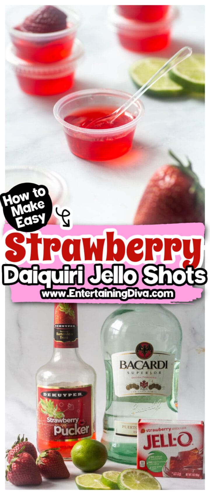 Very Berry Strawberry Daiquiri Jello Shots