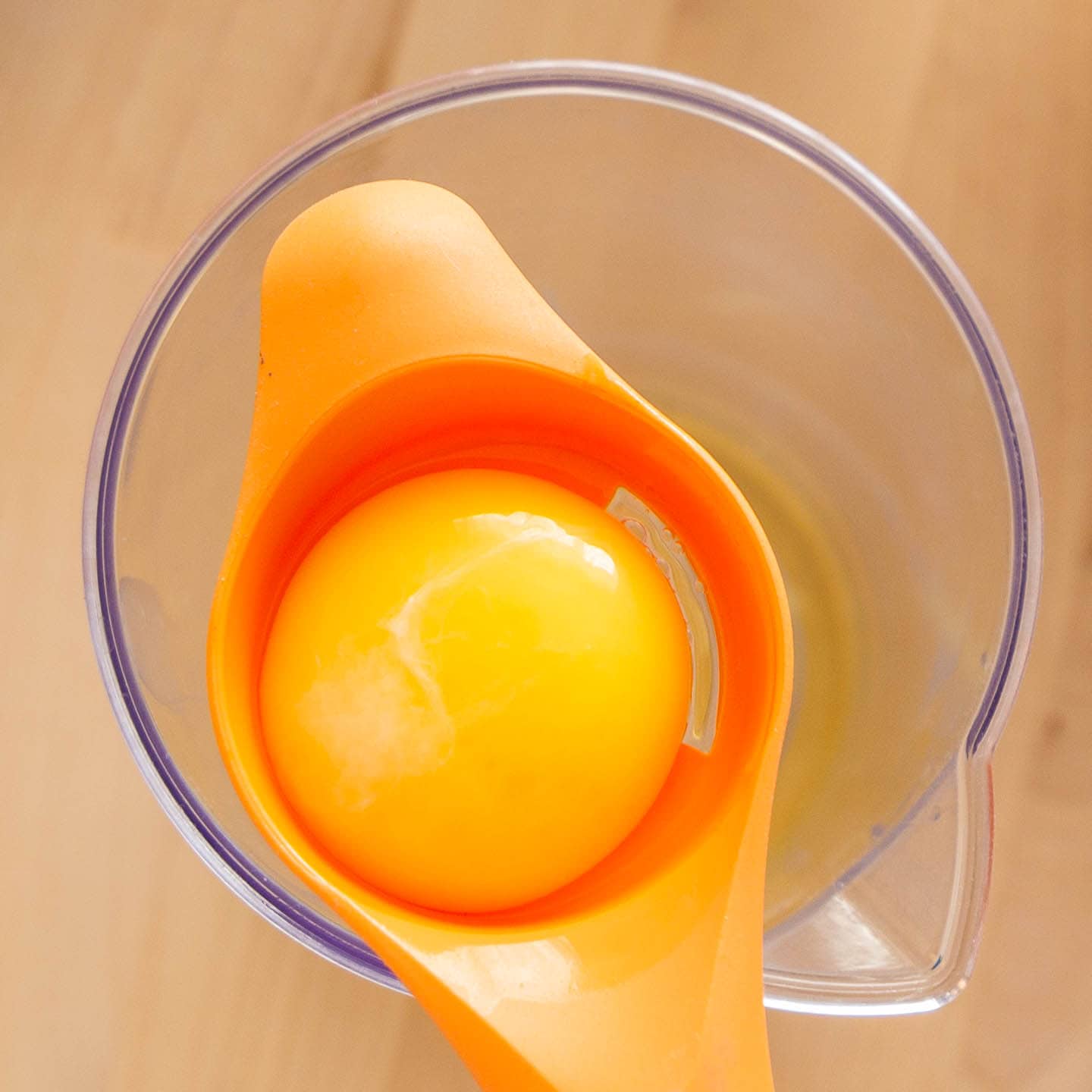 Egg being separated with an egg separator