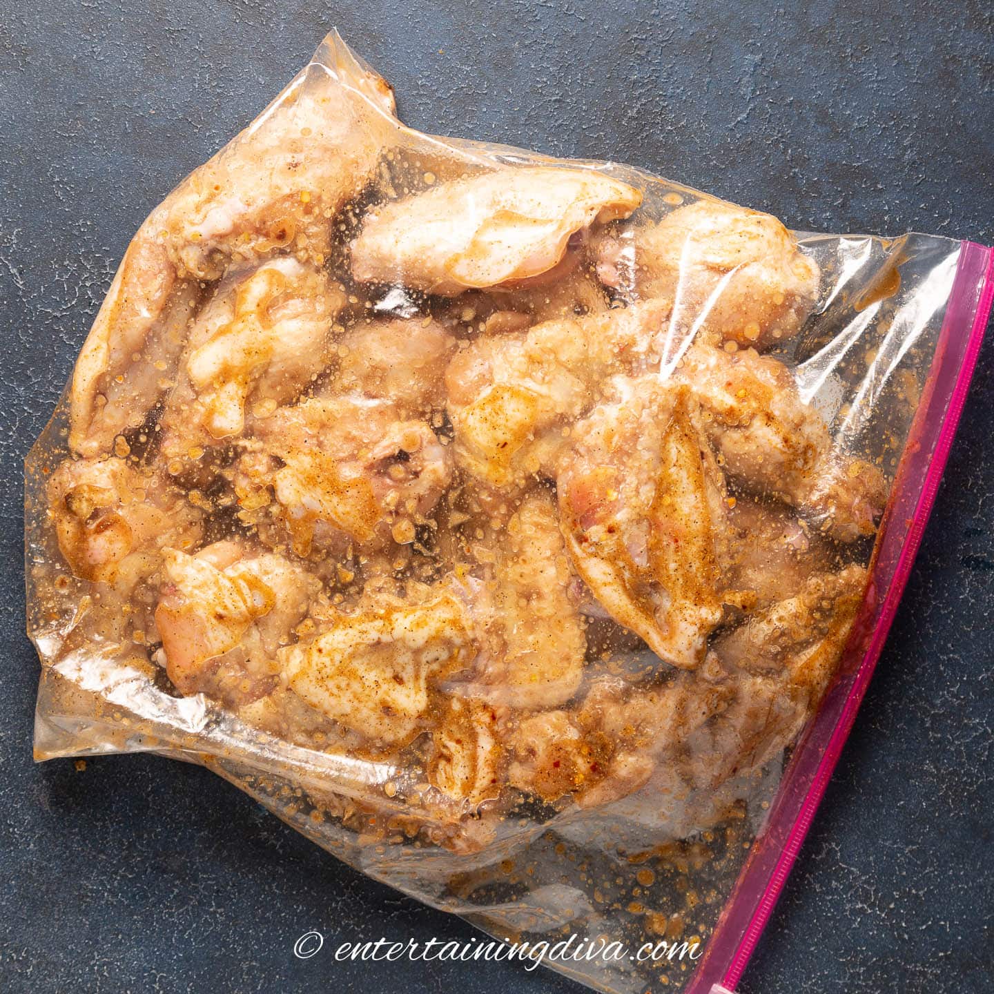 marinated wings in a Ziploc bag