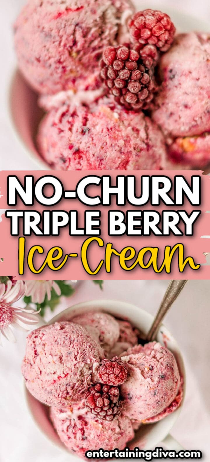 No Churn Triple Berry Ice Cream