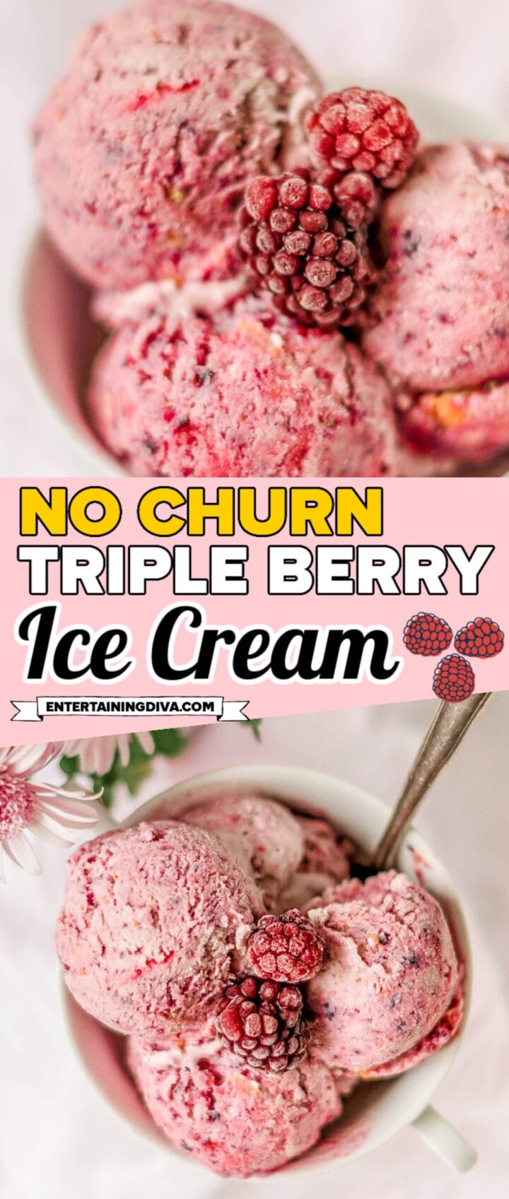No Churn Triple Berry Ice Cream