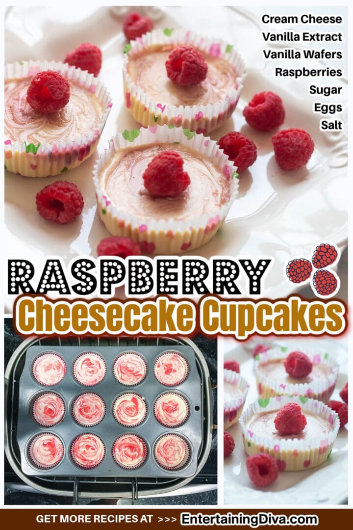 Easy Raspberry Swirl Mini Cheesecakes
