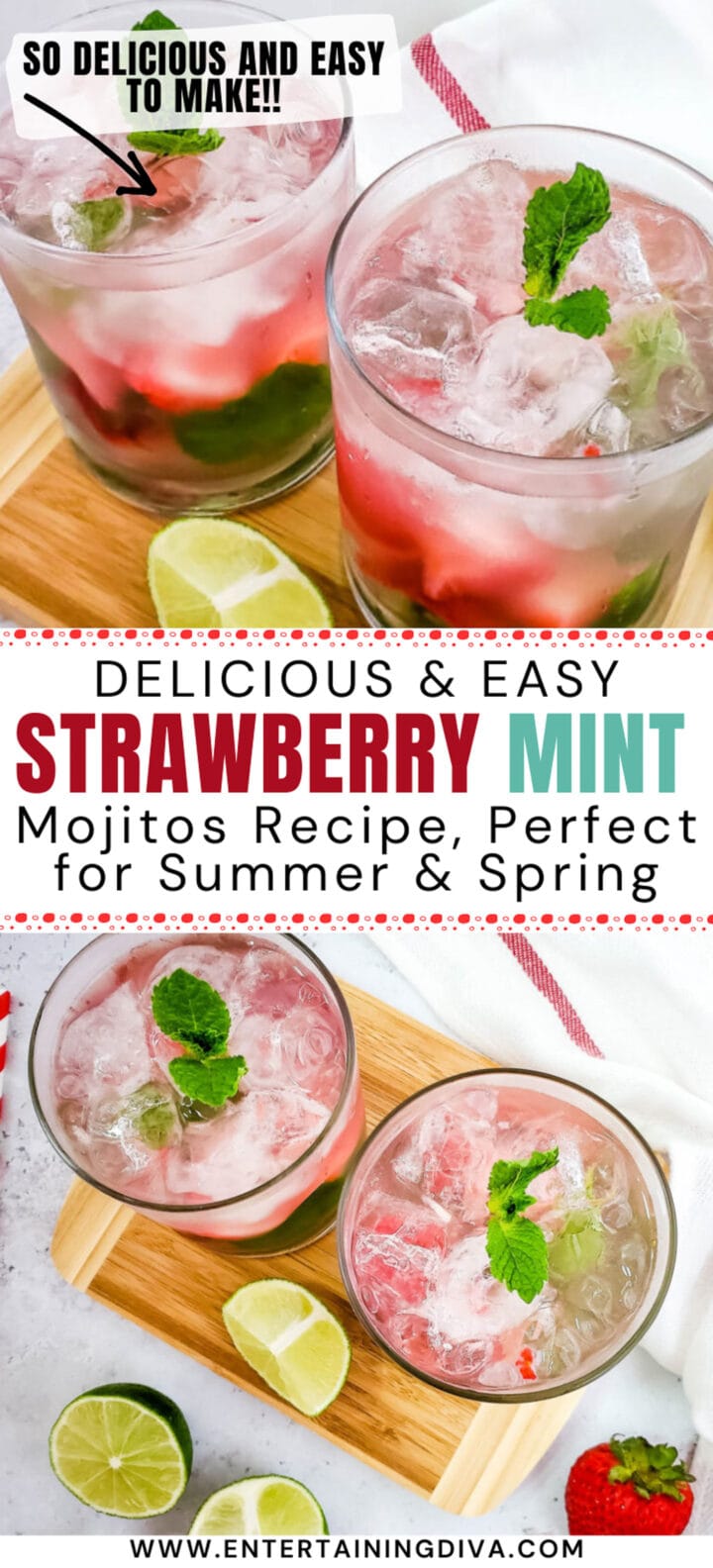 Homemade Strawberry Mint Mojitos (With A Virgin Version)