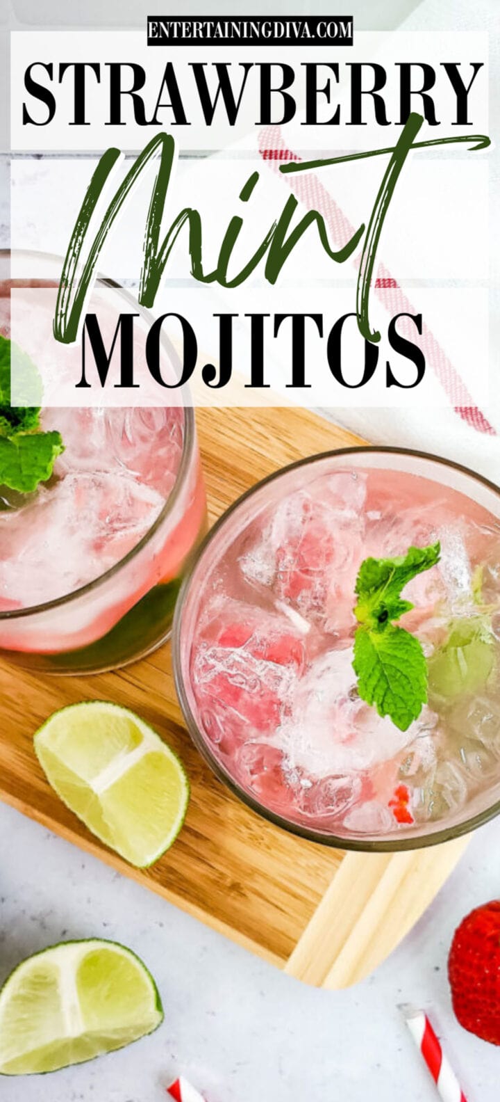 Homemade Strawberry Mint Mojitos (With A Virgin Version)