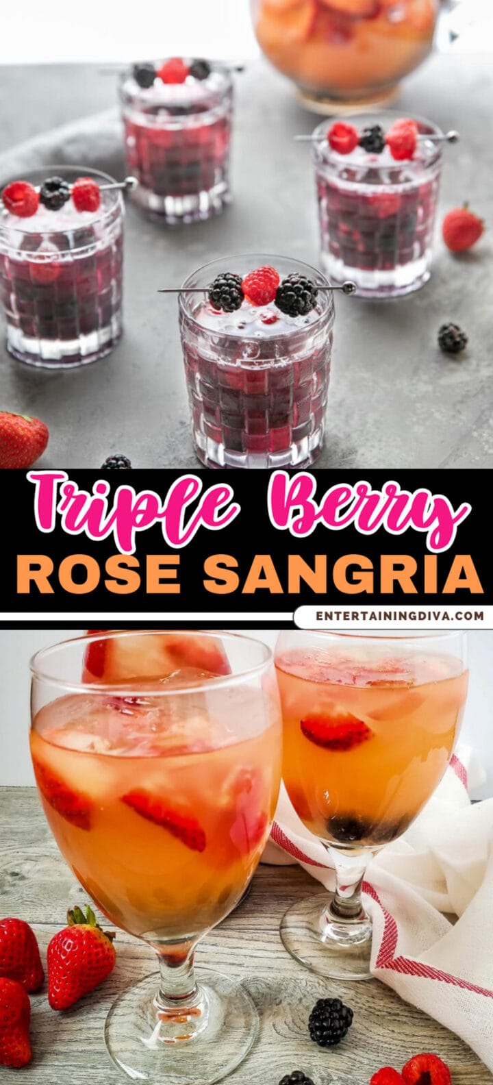 Triple Berry Rosé Sangria (With Pineapple Juice)