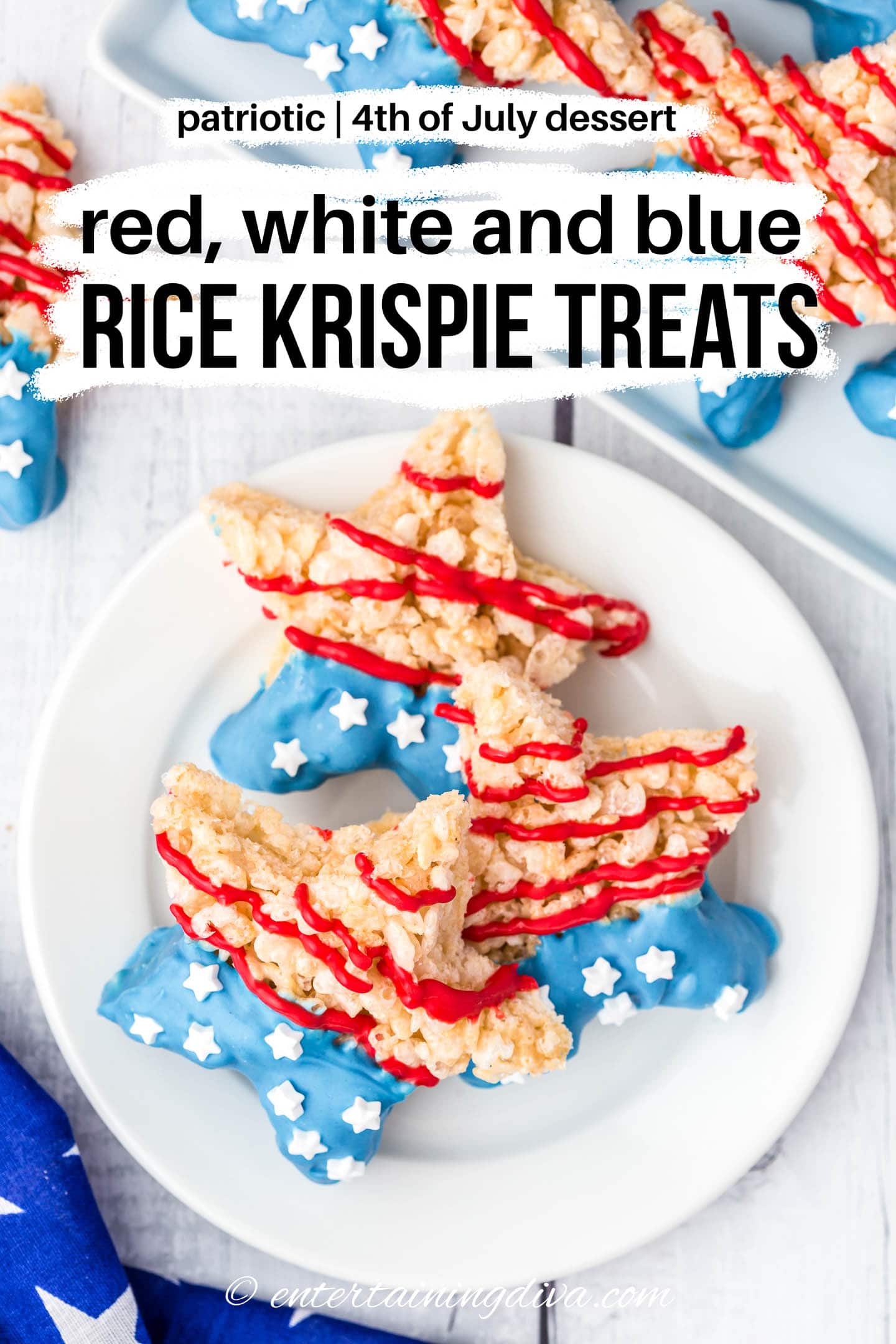 Patriotic 4th of July red, white and blue Rice Krispie treats