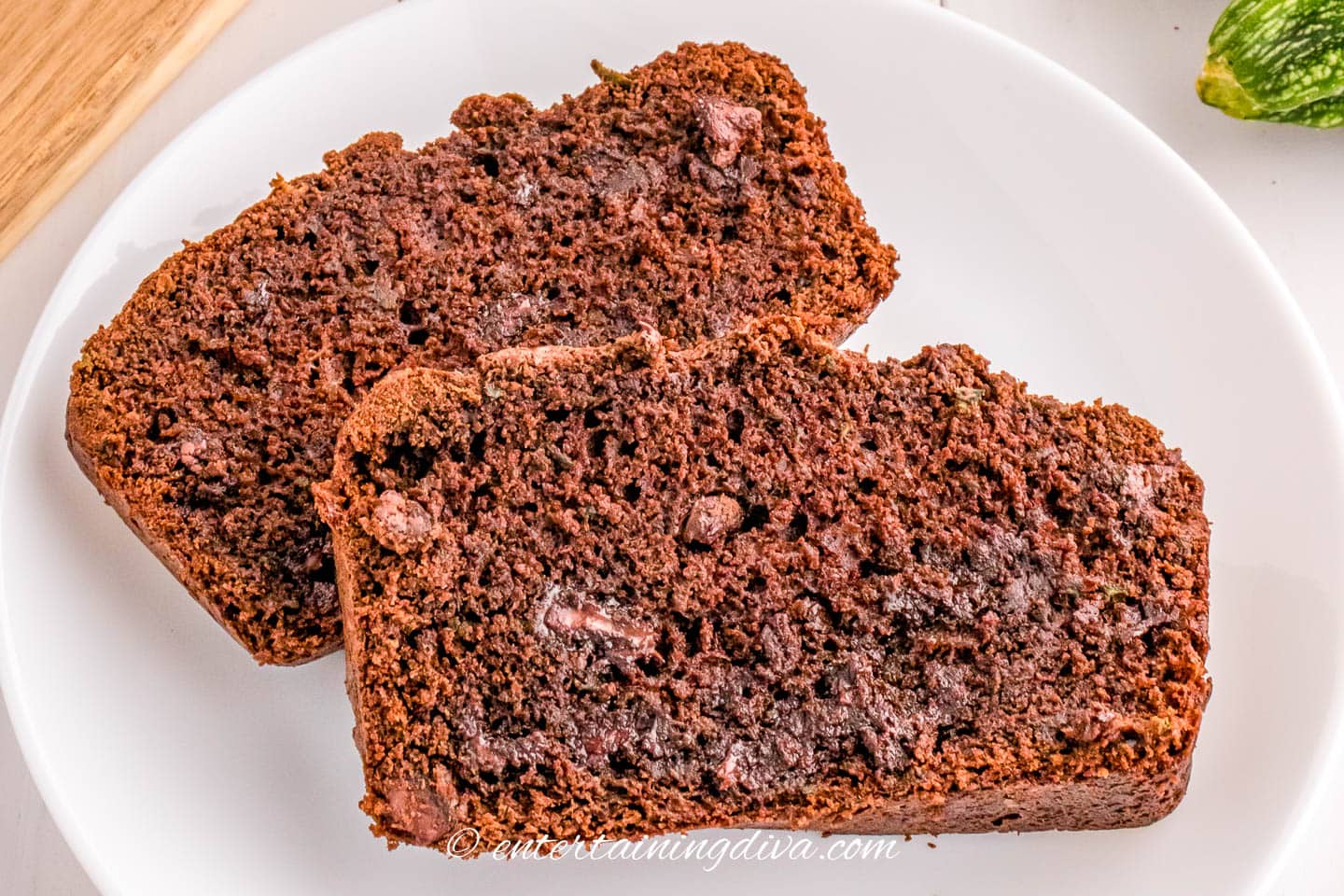 slices of death by chocolate zucchini bread on a plate