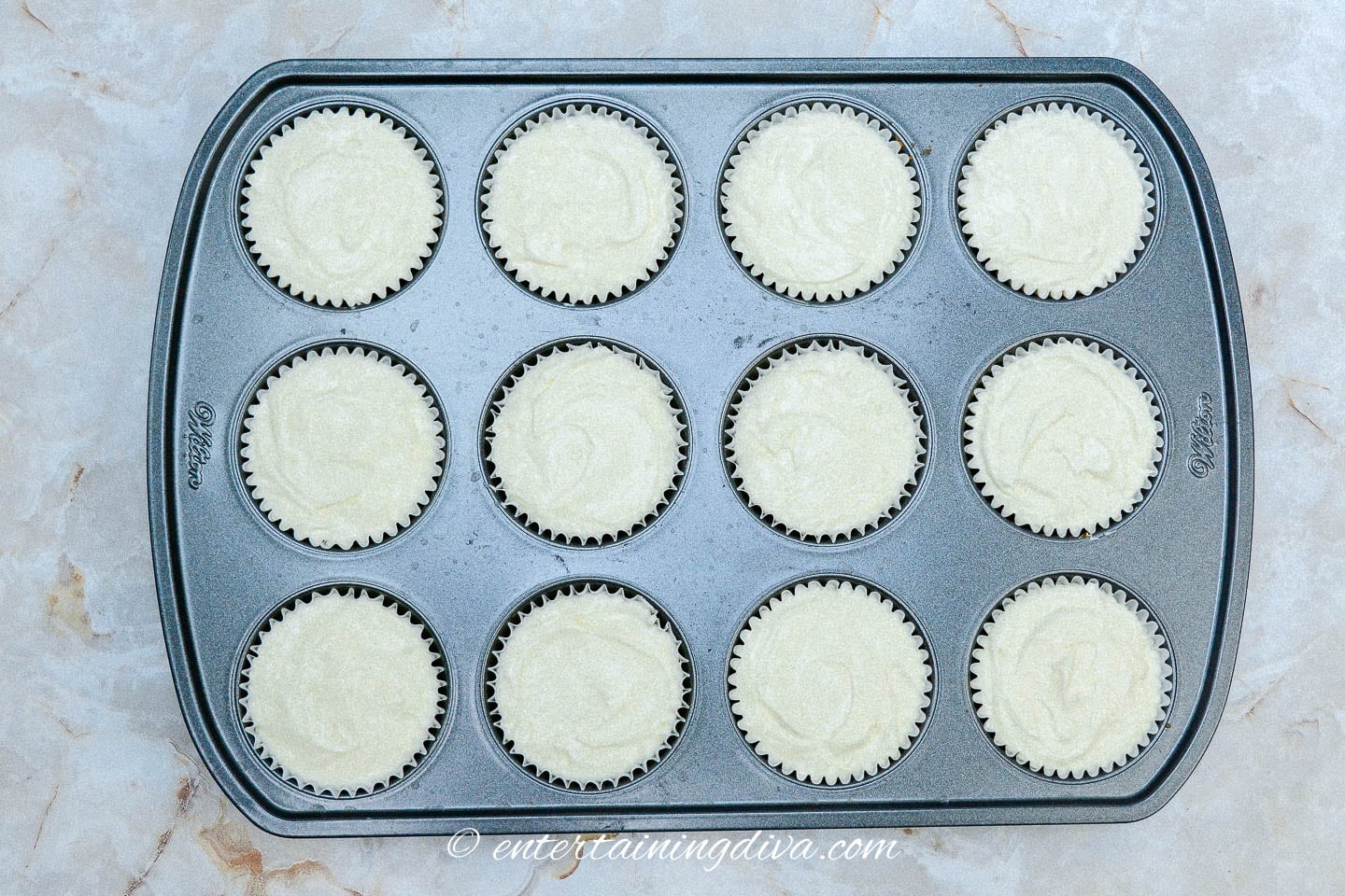 No bake mini cheesecakes in a cupcake tin