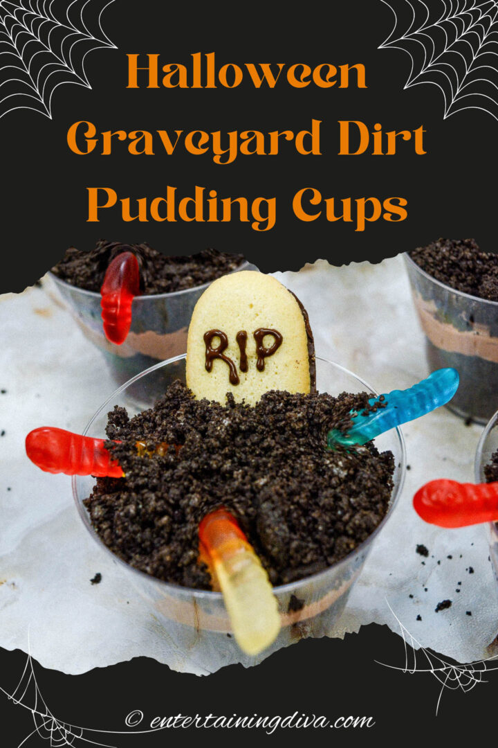 Halloween graveyard dirt pudding cups