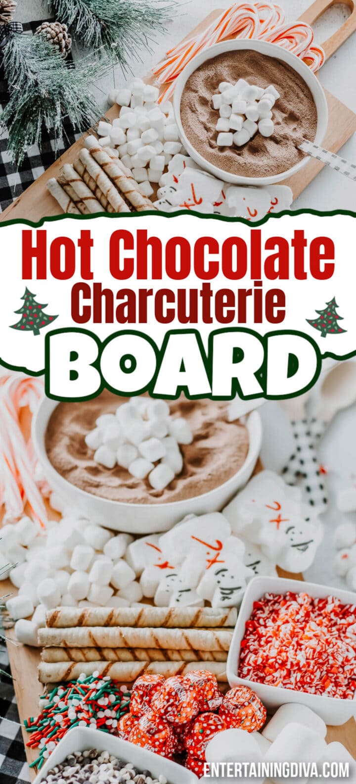 Hot chocolate charcuterie board, a delicious combination of indulgent hot cocoa and an assortment of savory meats and cheeses.