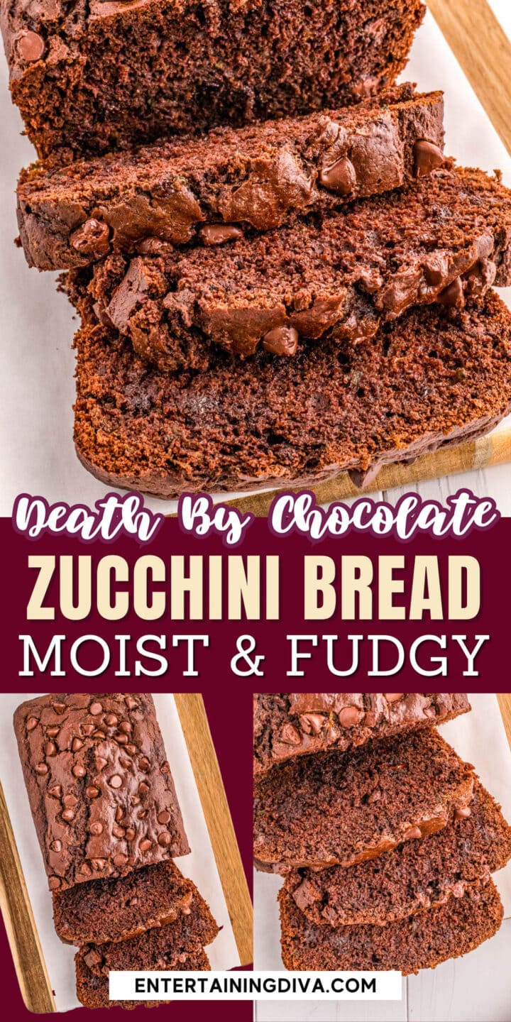 Moist and fudgy chocolate zucchini bread.
