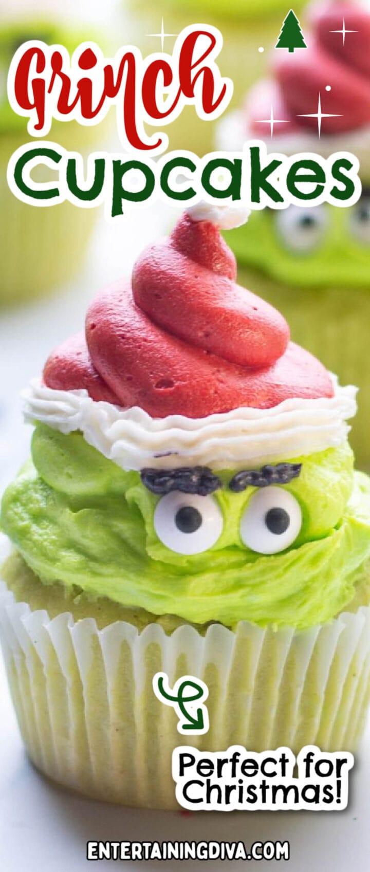 Grinch cupcakes with a heart inside.