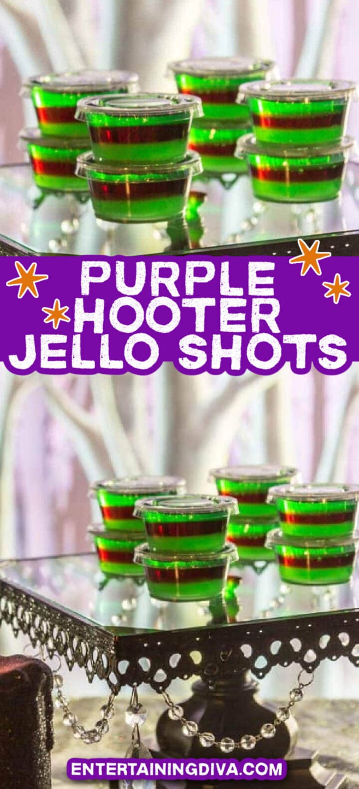 Purple Hooter layered jello shots.