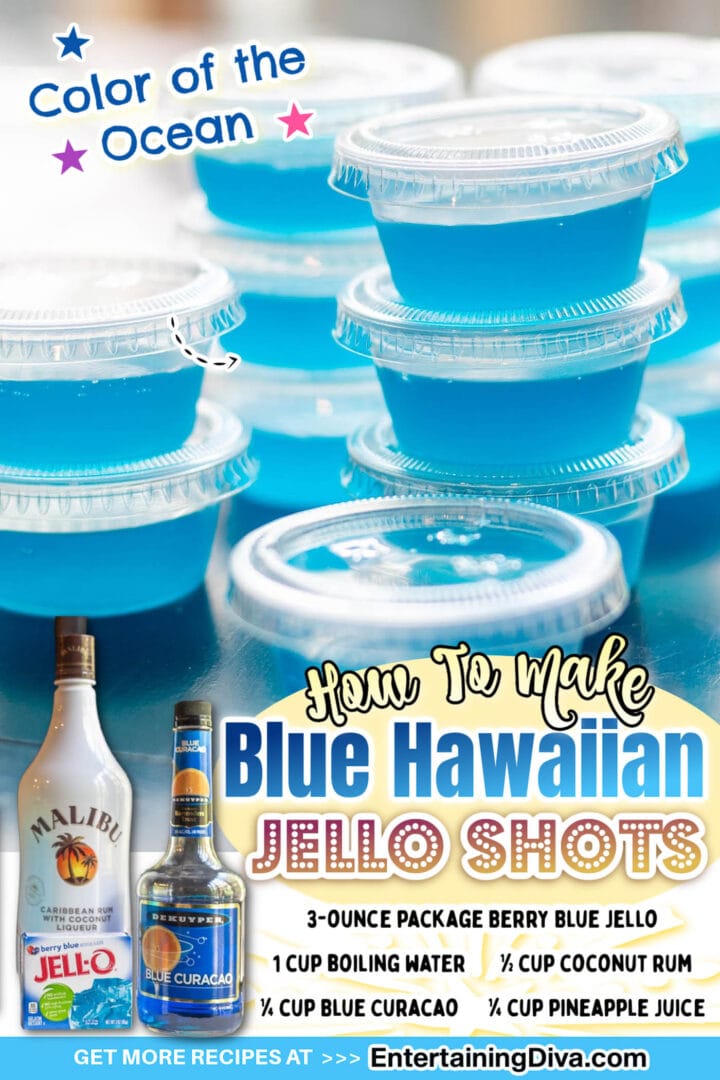 Learn the process of creating delicious Blue Hawaiian jello shots.
