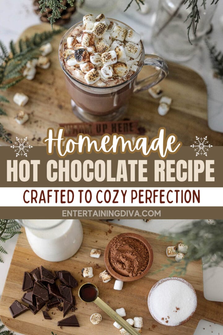 Homemade hot chocolate recipe crafted with marshmallows for cozy perfection.