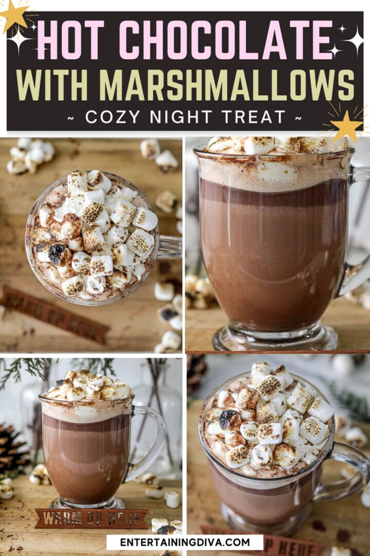 Hot chocolate with marshmallows - the ultimate cozy night treat.