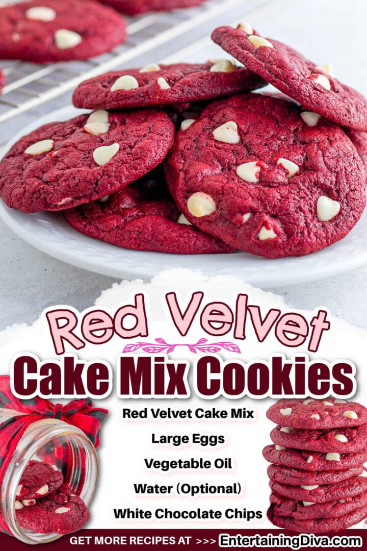 These cookies are made using a red velvet cake mix.