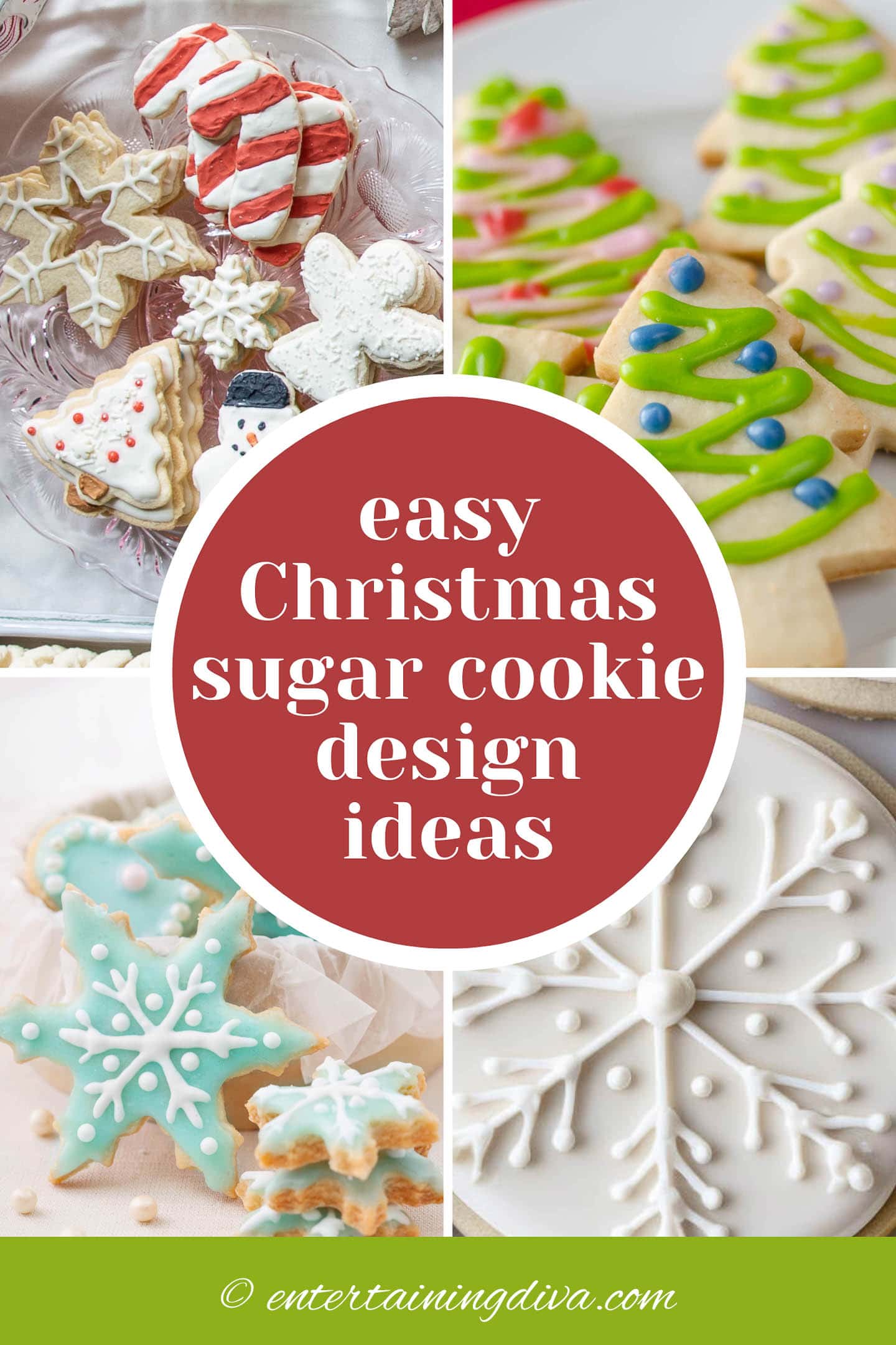 easy Christmas sugar cookie design ideas with royal icing
