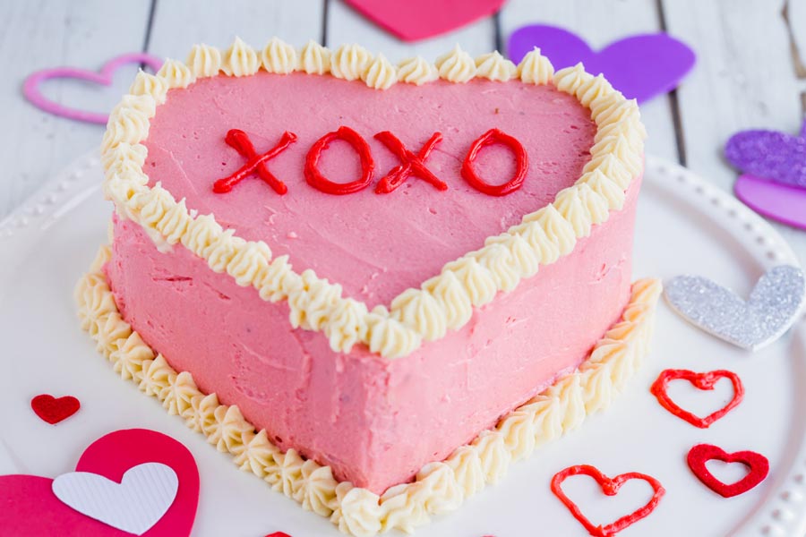 Heart-shaped keto Valentine's Day cake