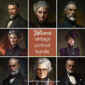 A collage of vintage portraits with the text Halloween vintage portrait bundle in the middle