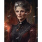 A vintage Halloween portrait of Eleanor Blythe, a Victorian woman dressed in red and black
