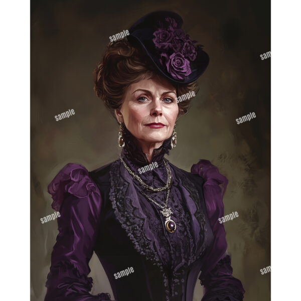 victorian lady vintage portrait 9 Portrait of a Victorian woman dressed in a purple hat and dress