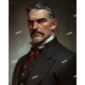 A vintage portrait of an older Victorian man wearing a dark suit