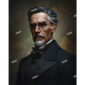 Portrait of a slim Victorian man with glasses and a dark suit
