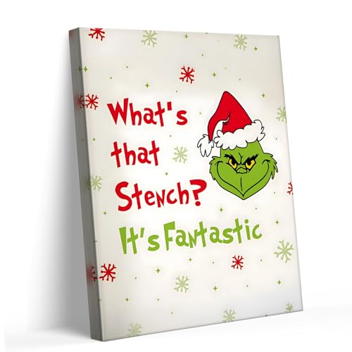 Christmas Wall Art Funny Christmas Prints Decor – What’s That Stench, It’s Fantastic Humorous Canvas Print Xmas Holiday Kids Wall Print Painting Artwork for Living Room, Bathroom, or Bedroom 8x10inch