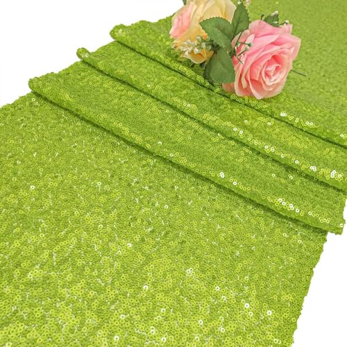 lime green sequin table runner