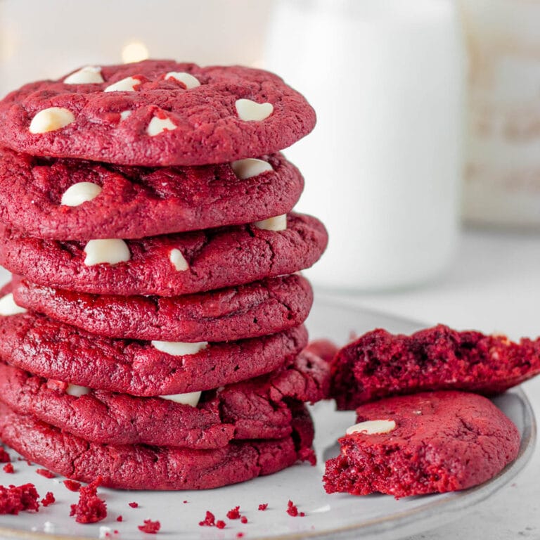 Red Velvet Cake Mix Cookies With White Chocolate Chips
