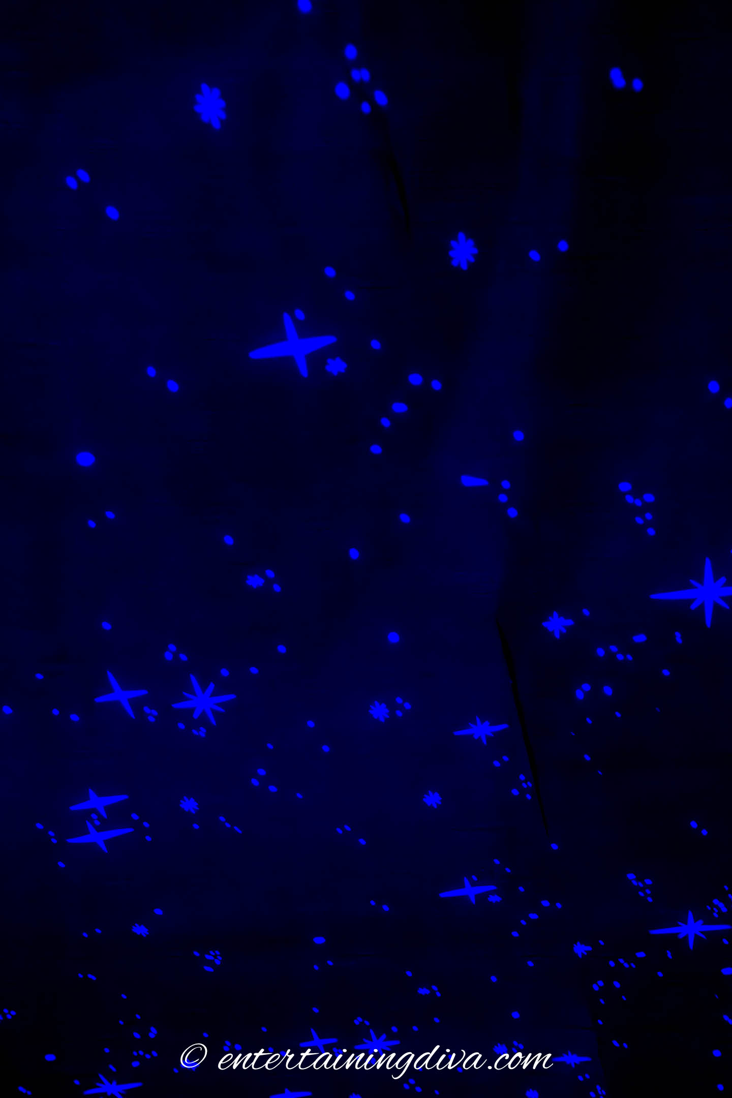 Stars on black paper on the ceiling