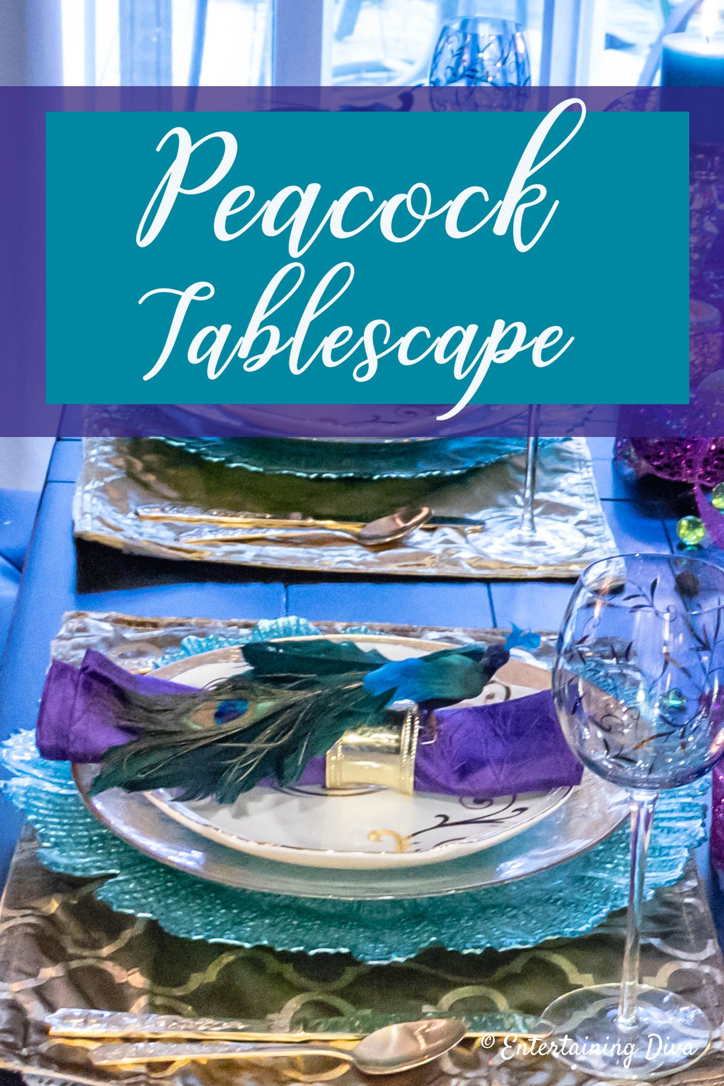 Peacock tablescape: A Mardi Gras Table Setting