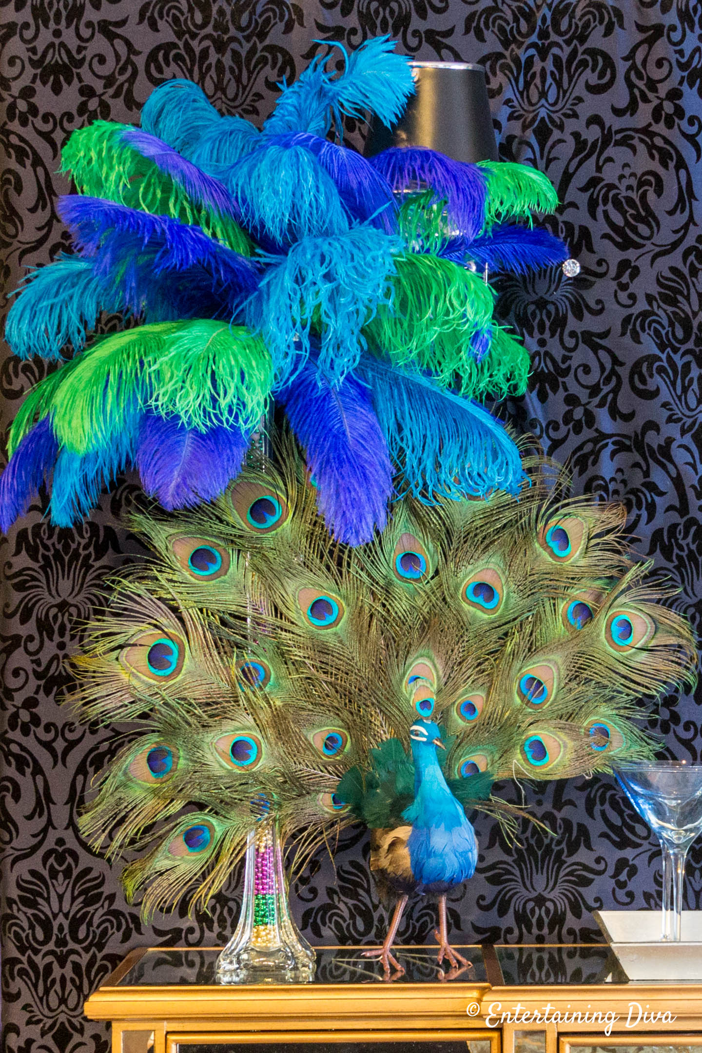 Peacock ostrich feather centerpiece