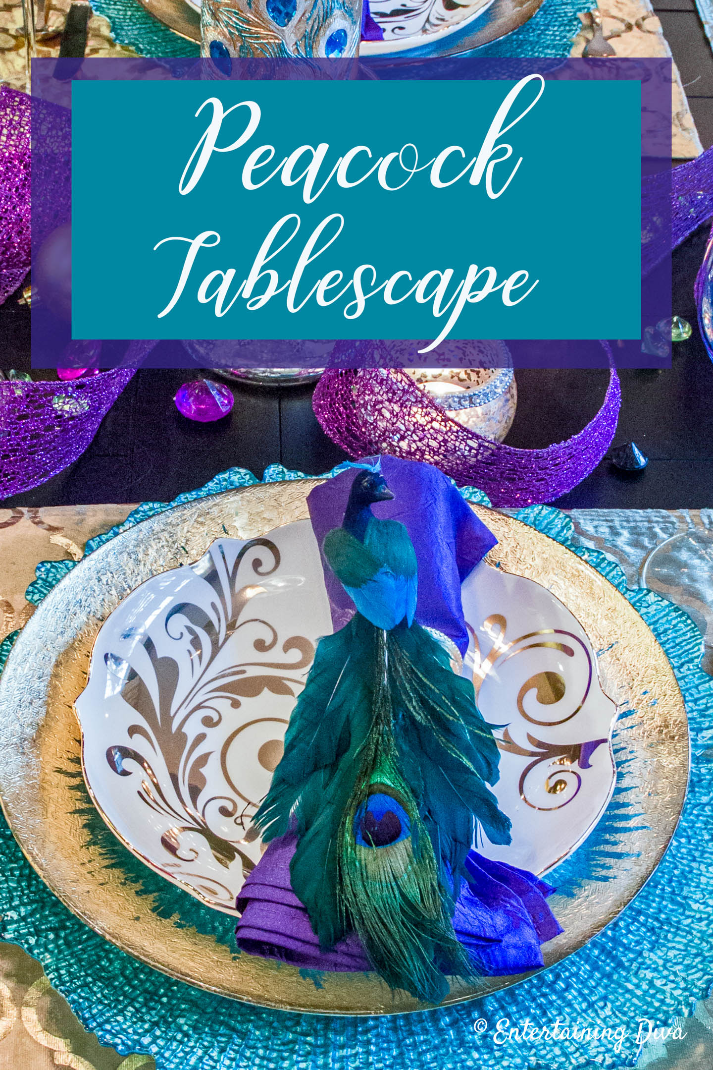 Peacock tablescape